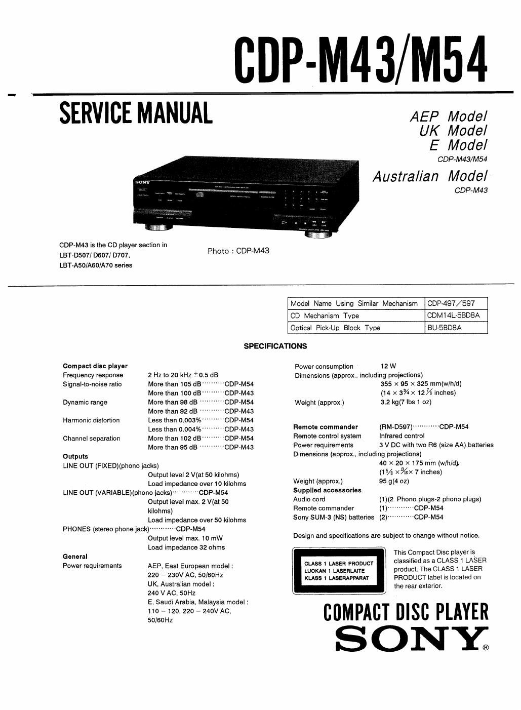 sony cdp m43 cdp m54