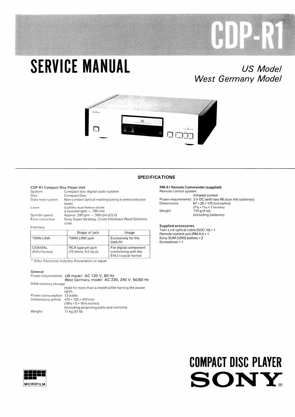 sony cdp r 1 service manual