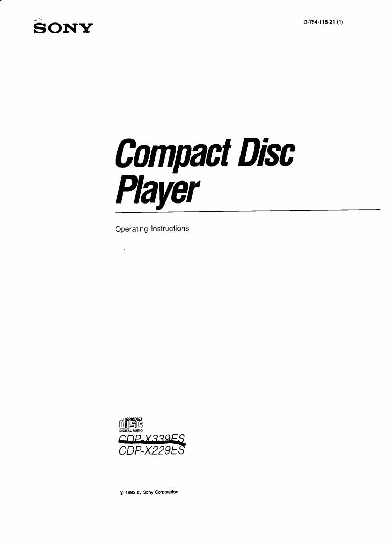 sony cdp x 339 es owners manual