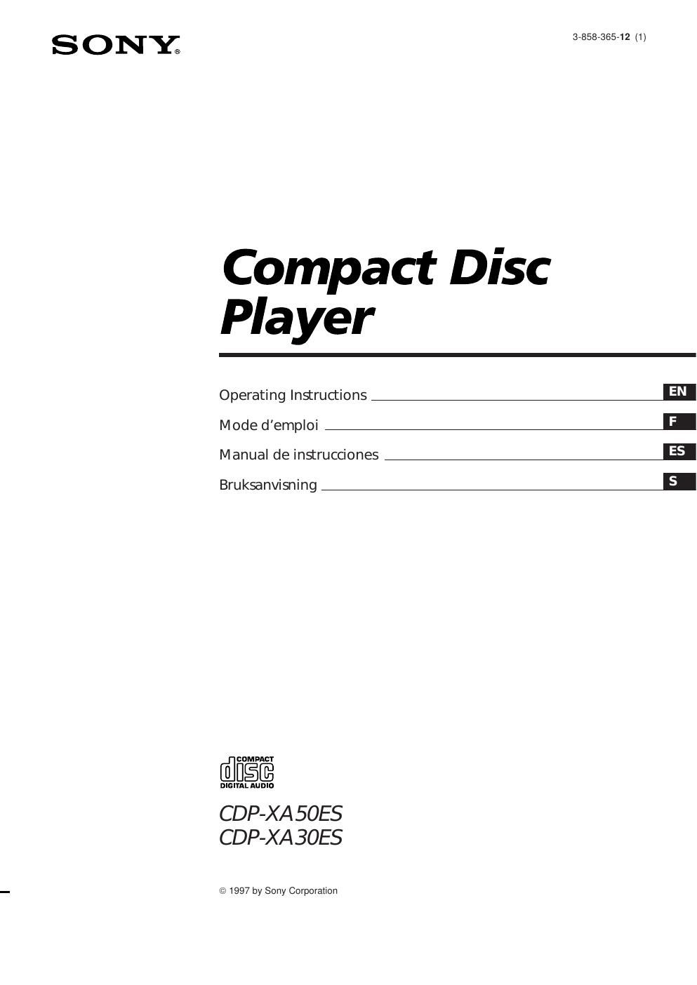 sony cdp xa 30 es owners manual