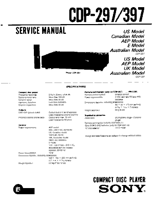 Audio Service Manuals - s / sony / sony-cdp