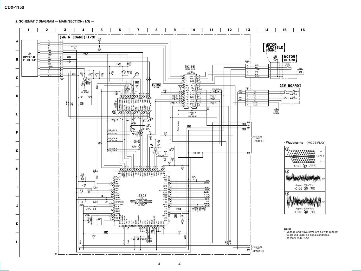 Sony CDX 1150 Schematic