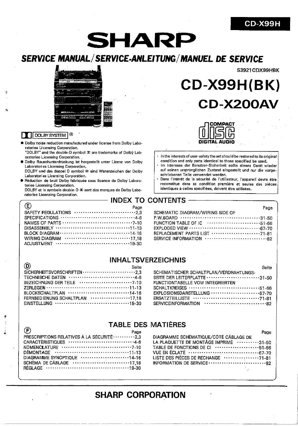 sony cdx 200 av service manual