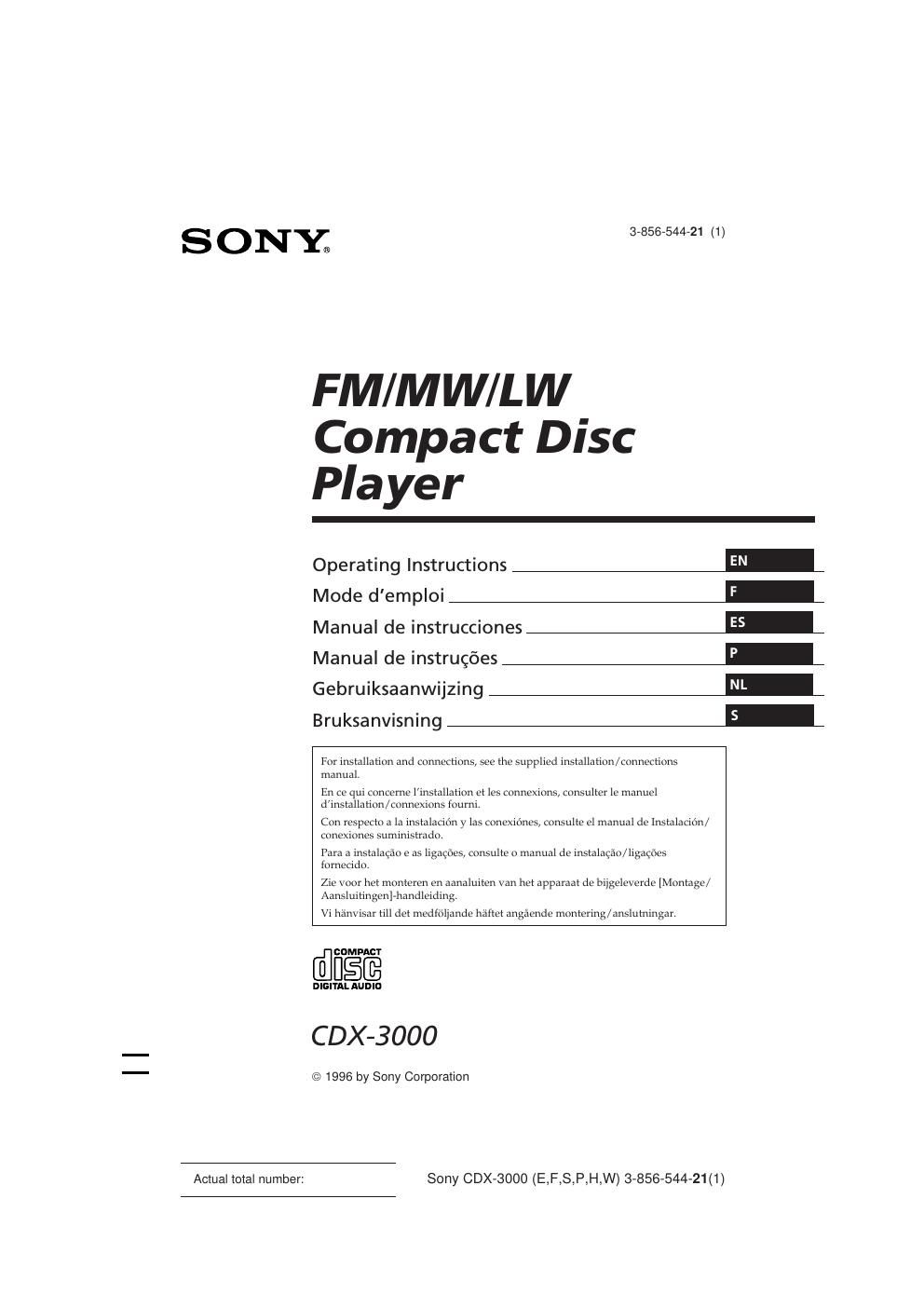 sony cdx 3000 owners manual