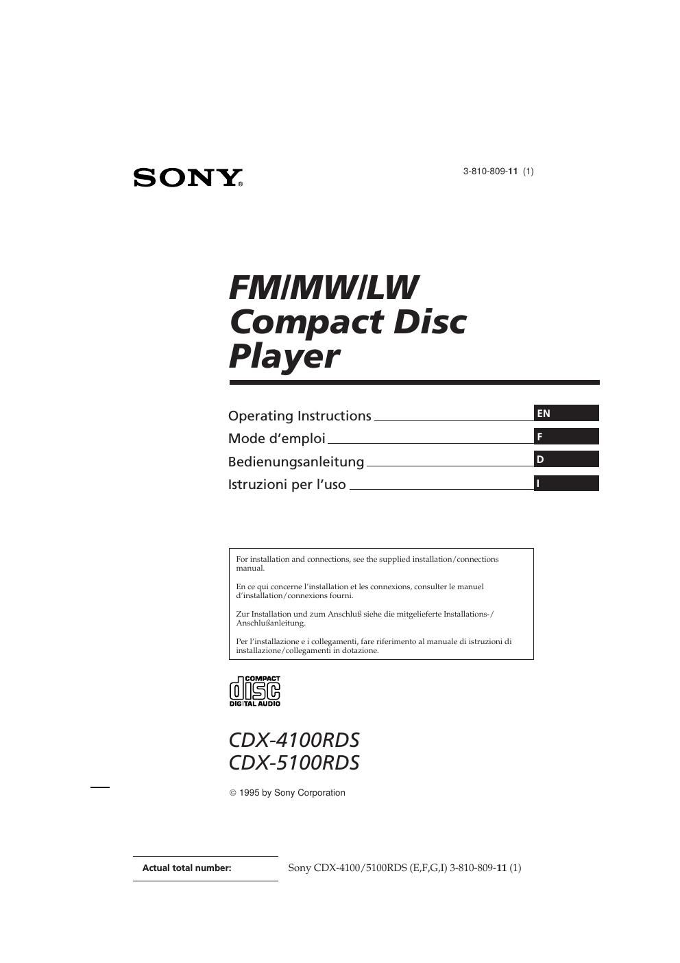 sony cdx 4100 rds owners manual