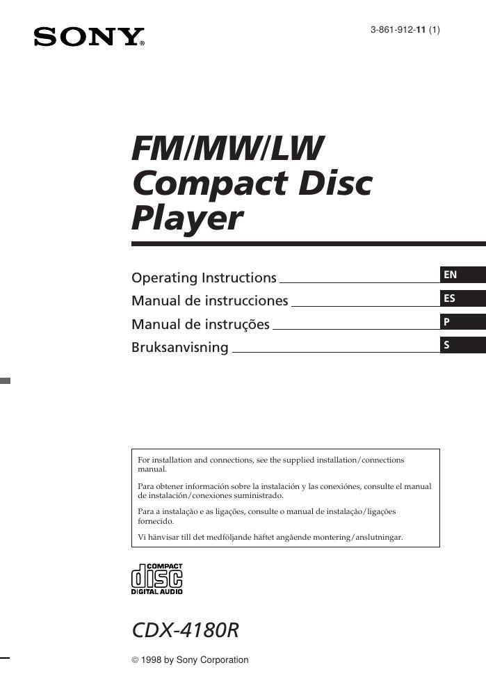 sony cdx 4180 r owners manual