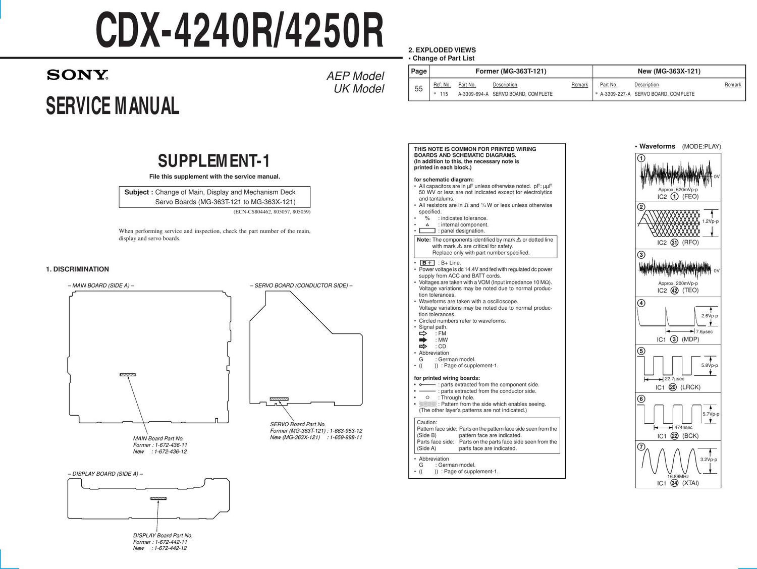 sony cdx 4240 r service manual