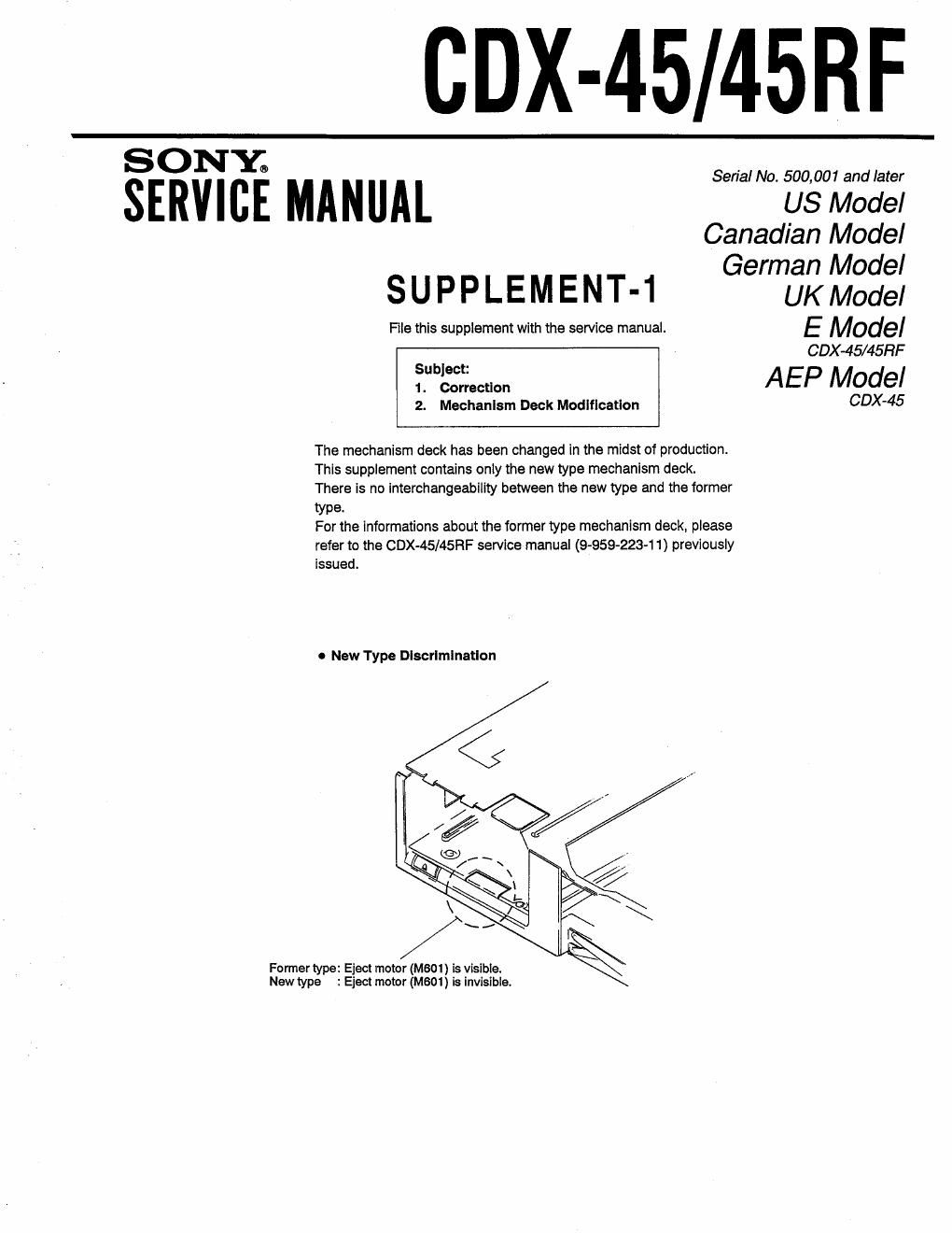 sony cdx 45 rf service manual