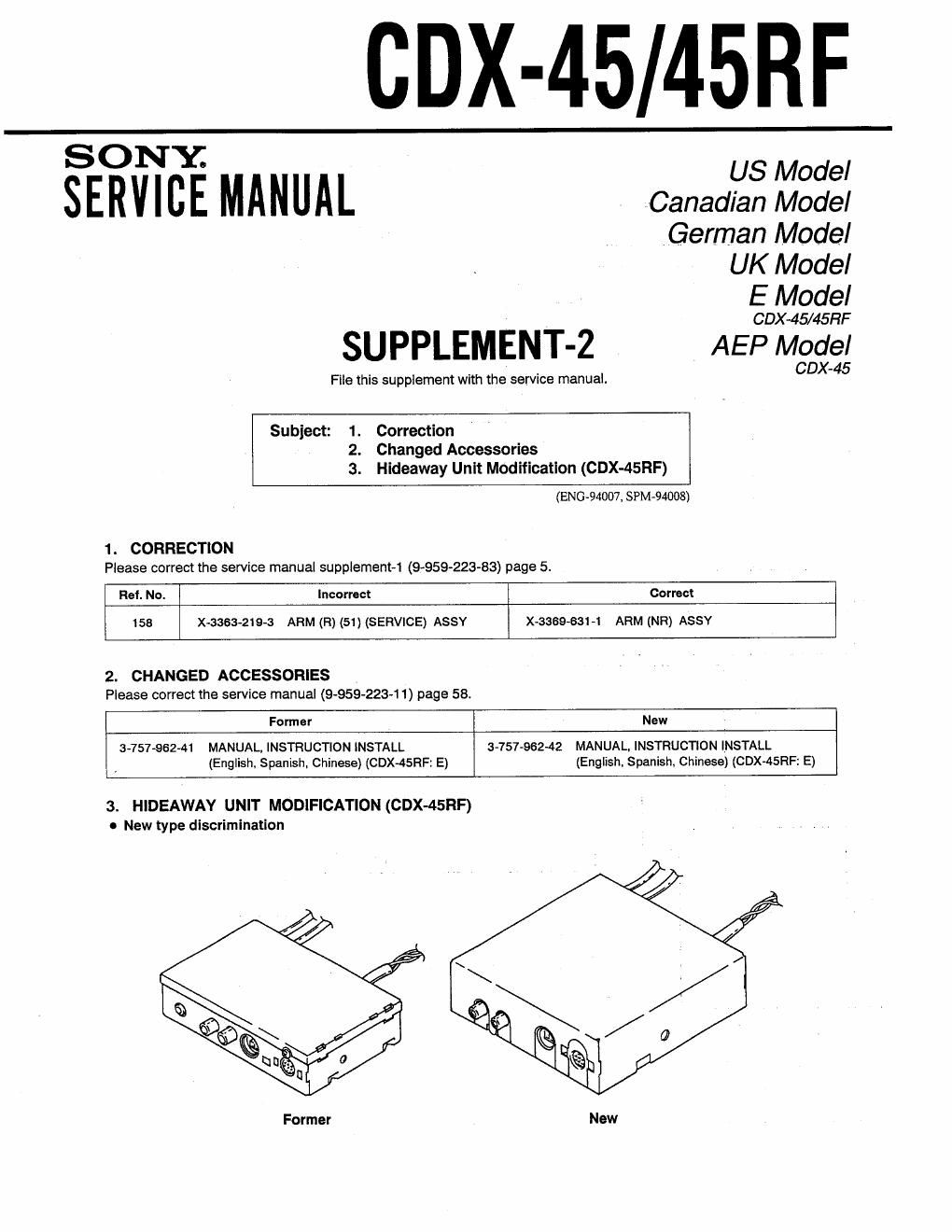 sony cdx 45 service manual