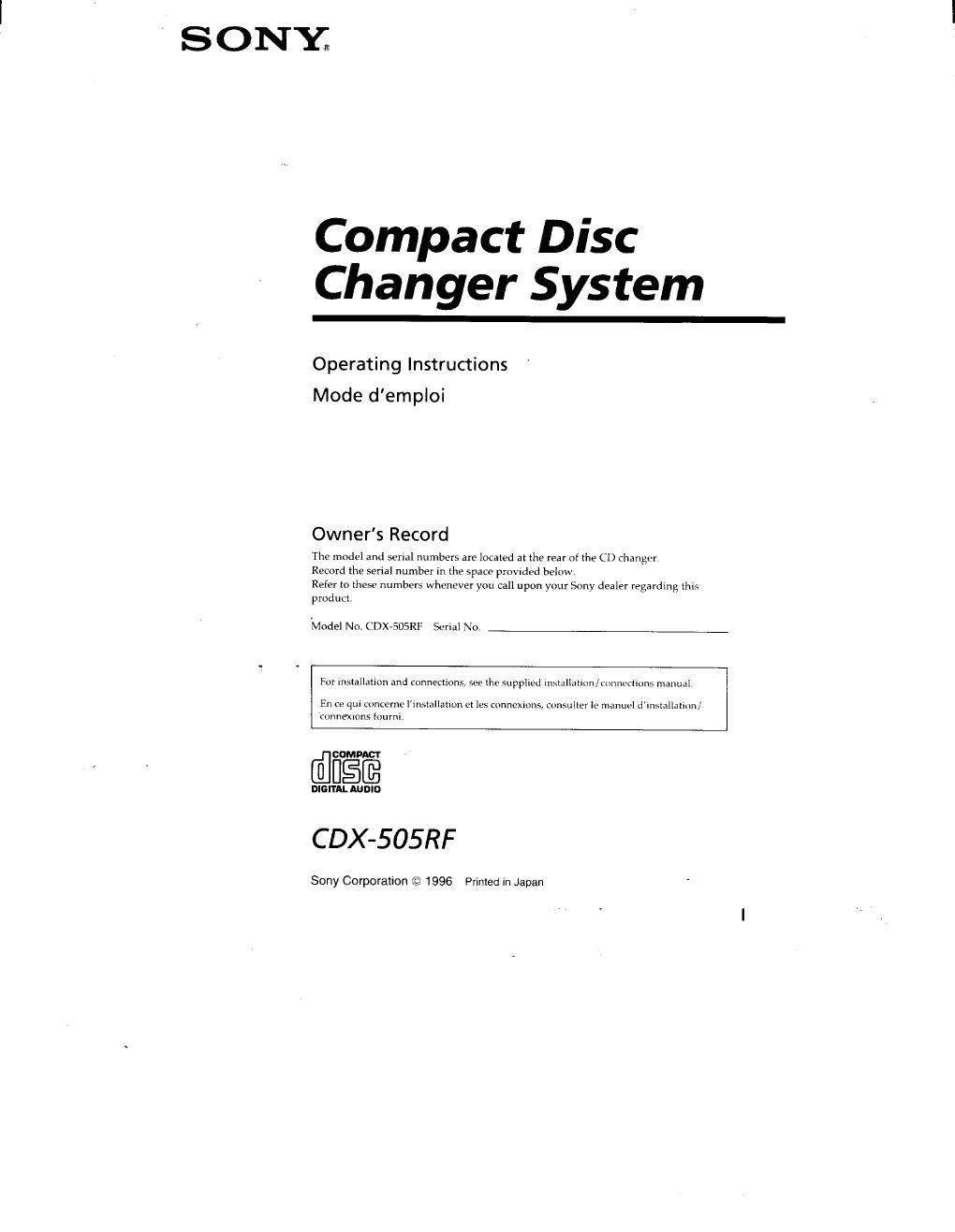 sony cdx 505 rf owners manual