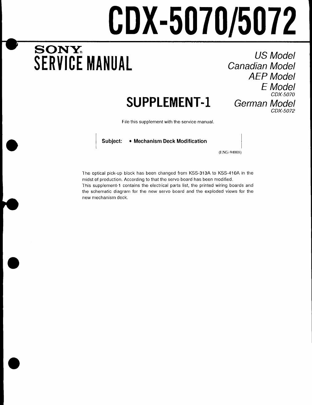 sony cdx 5070 service manual