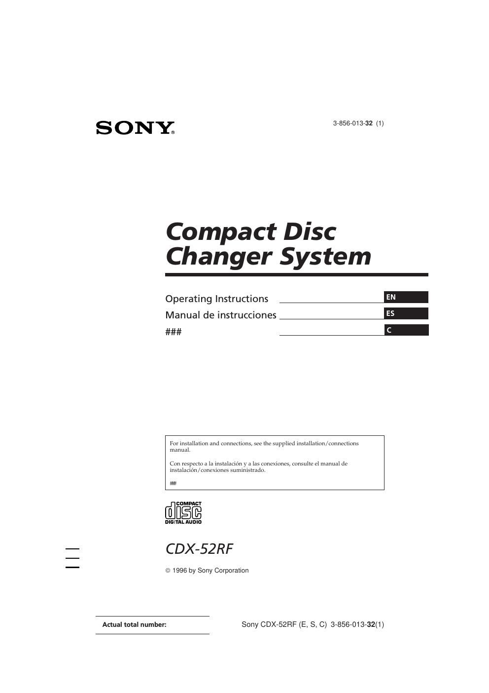 sony cdx 52 rf owners manual