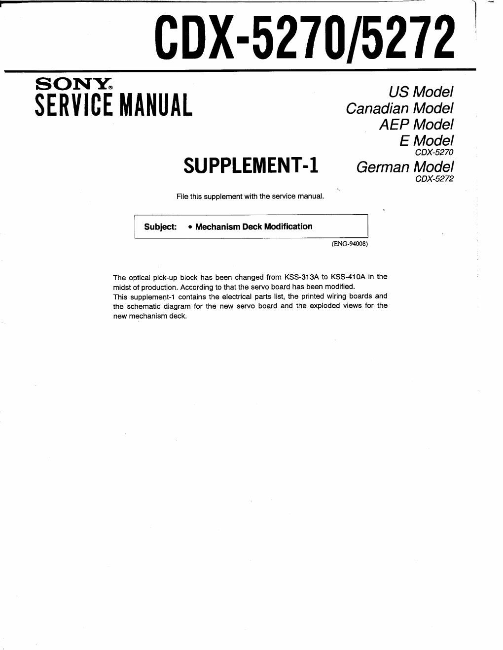 sony cdx 5270 service manual