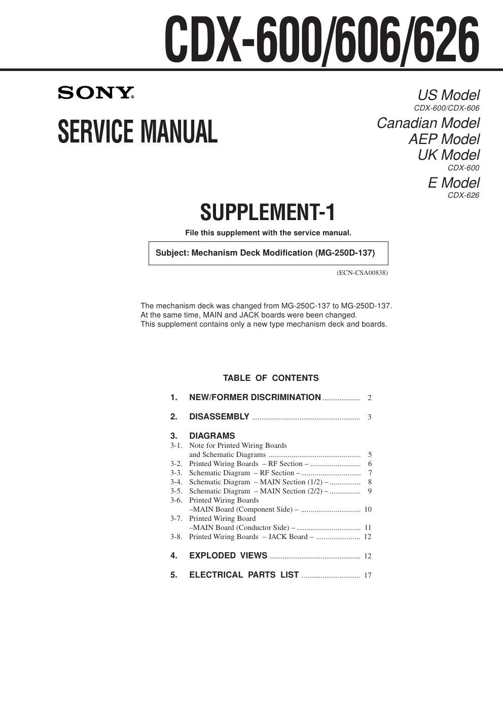 sony cdx 606 service manual
