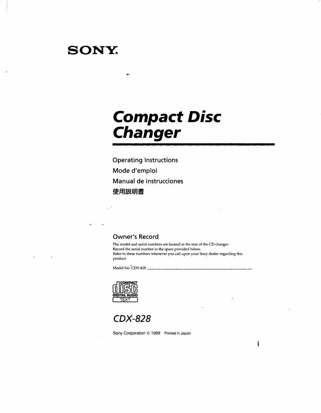 sony cdx 828 owners manual