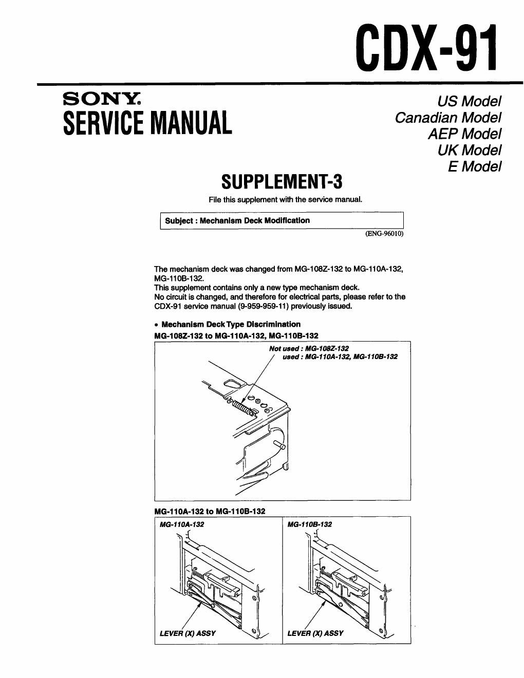 sony cdx 91 service manual