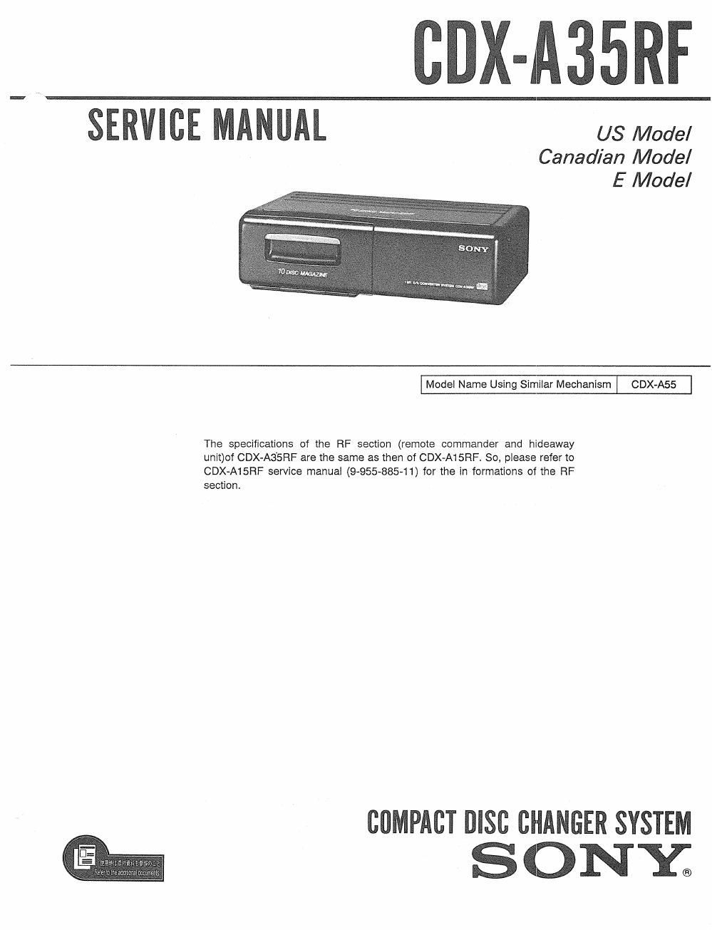 sony cdx a 35 rf service manual