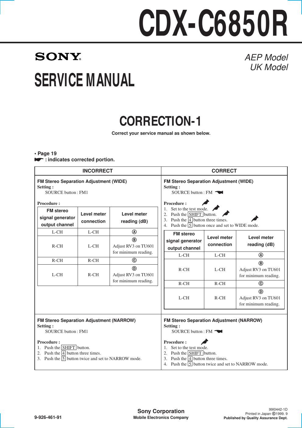sony cdx c 6850 r service manual
