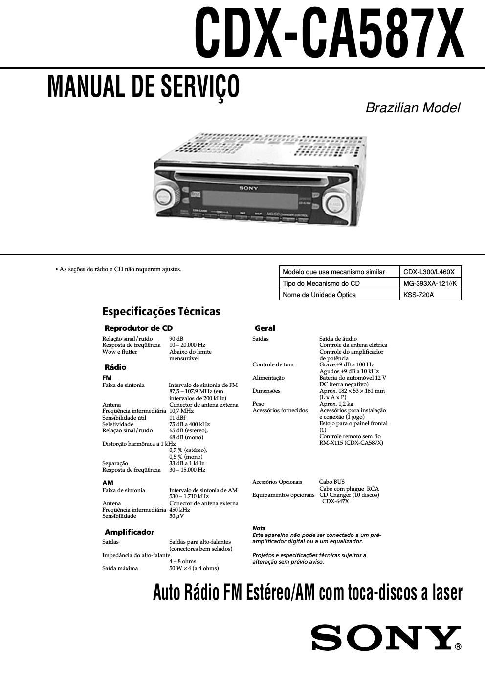 sony cdx ca 587 x service manual