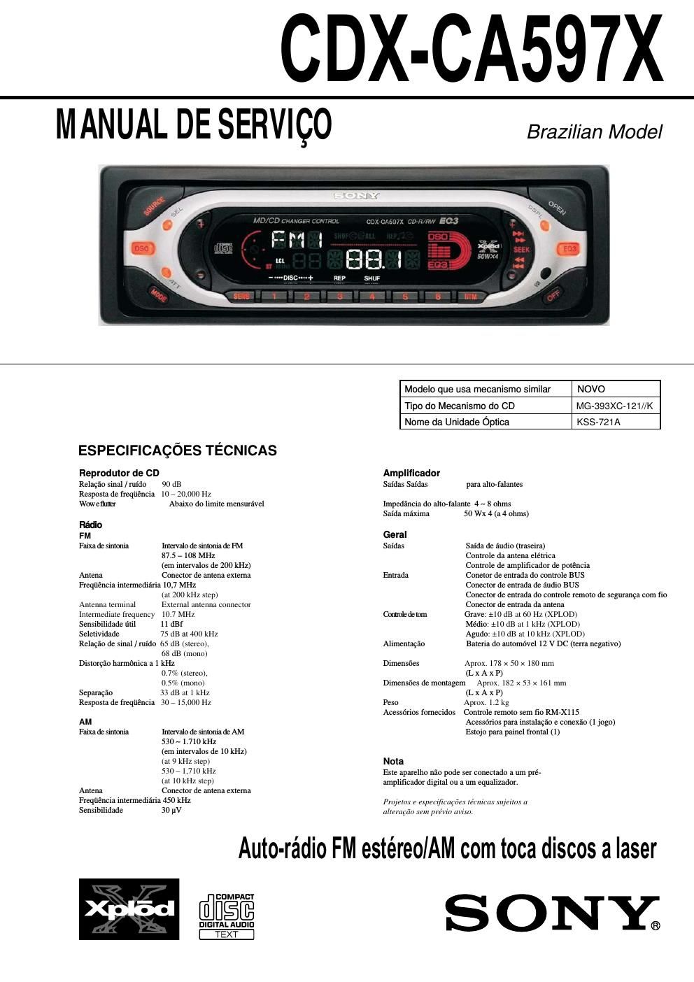 sony cdx ca 597 x service manual