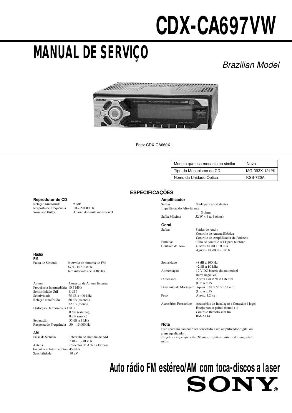 sony cdx ca 697vw