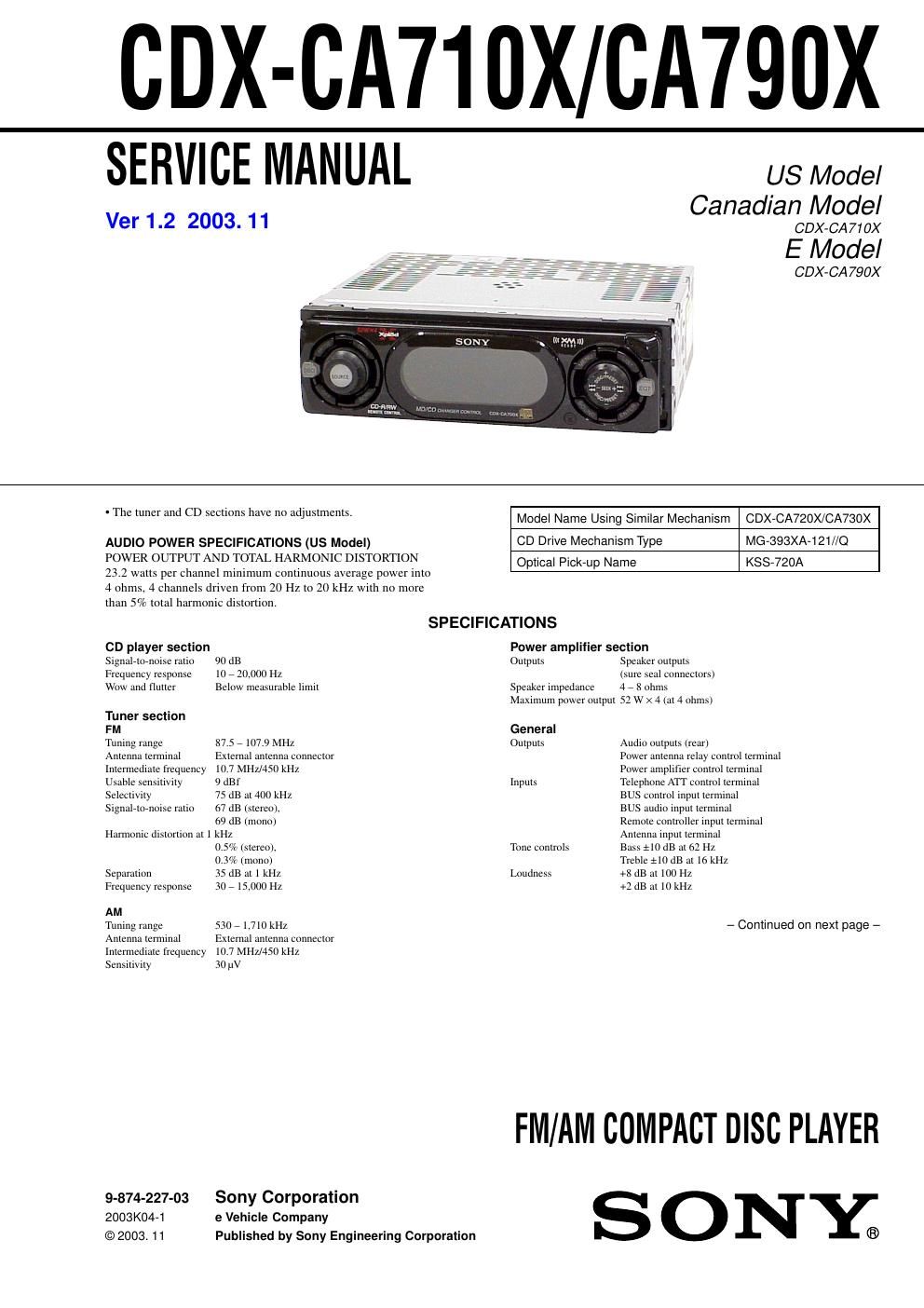 sony cdx ca 790 x service manual