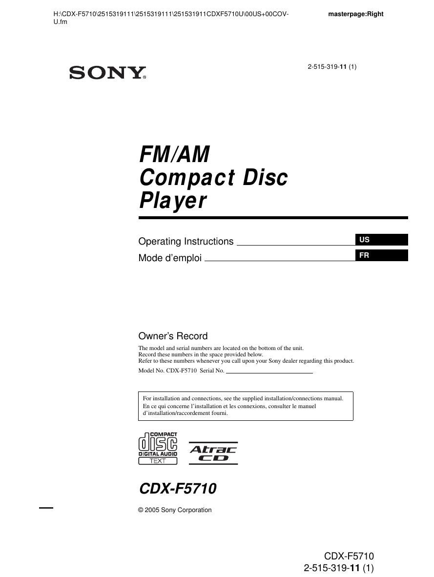 sony cdx f 5710 owners manual