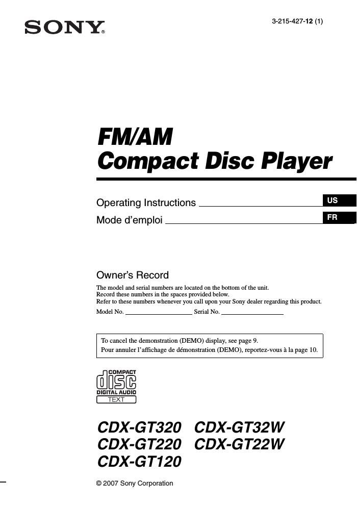 sony cdx gt 220 owners manual