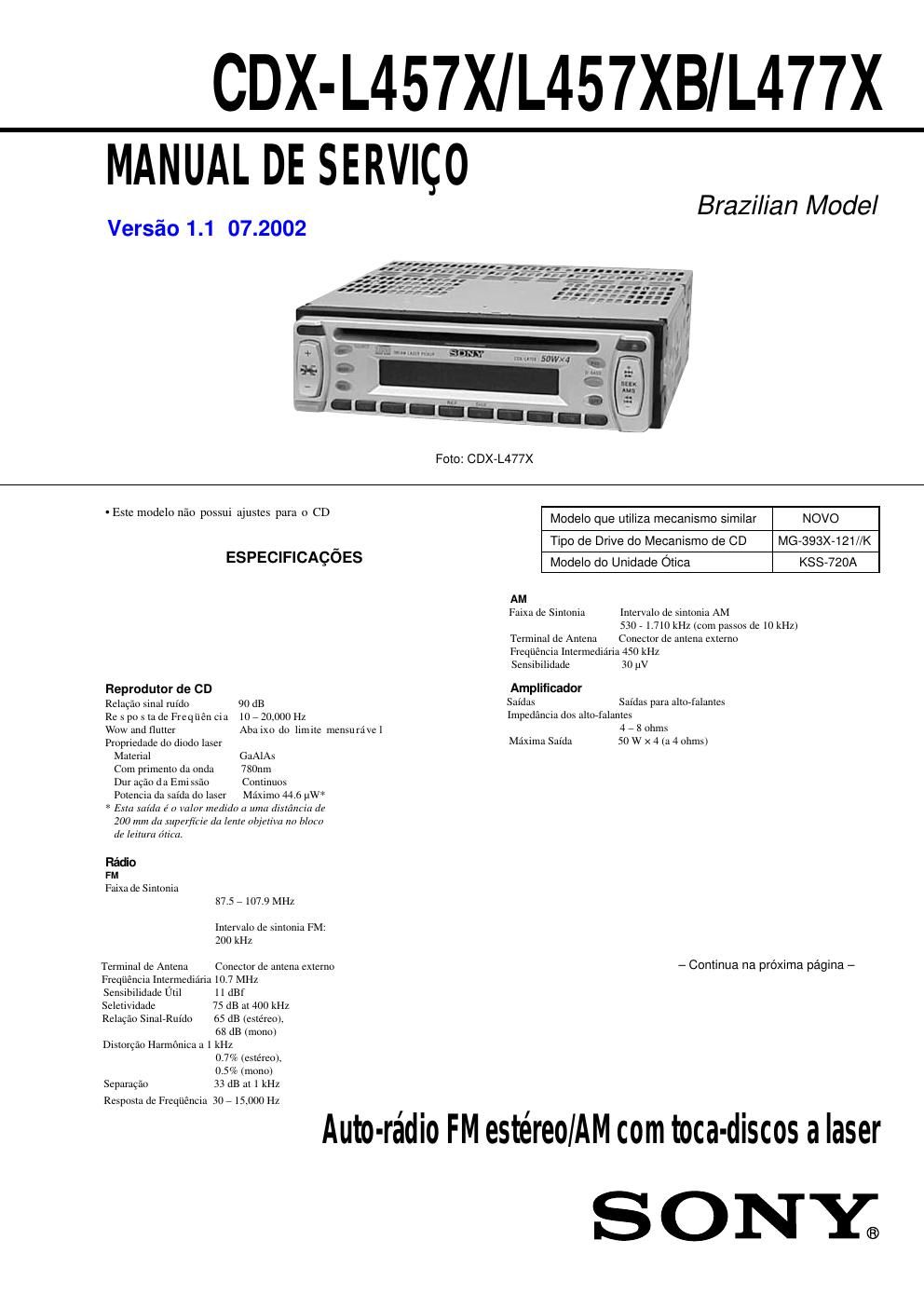 sony cdx l 457x l457xb l477x ver 1 1