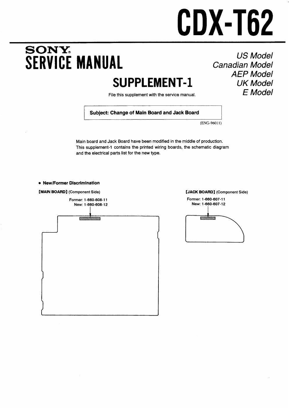 sony cdx t 62 service manual