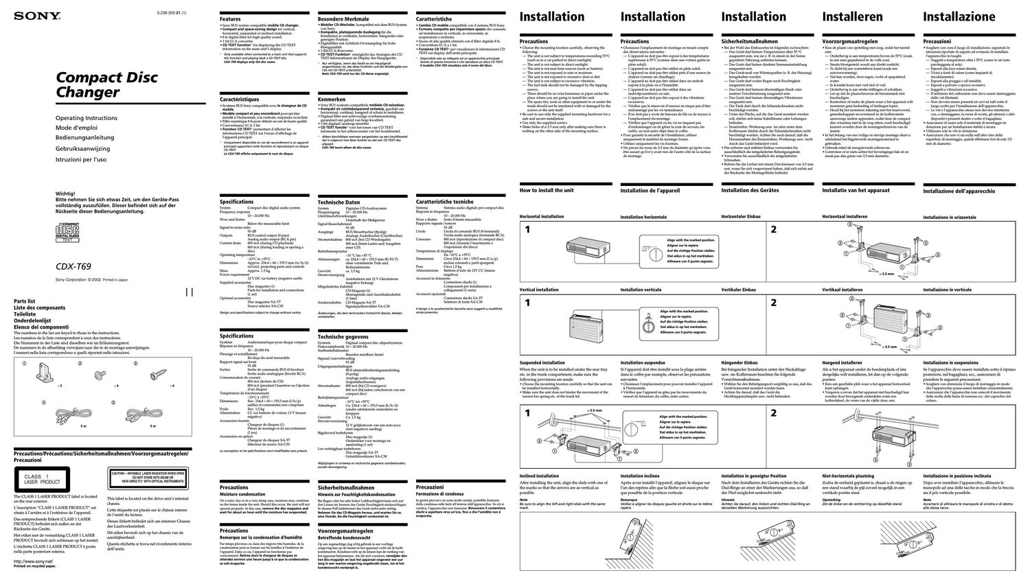 sony cdx t 69 owners manual