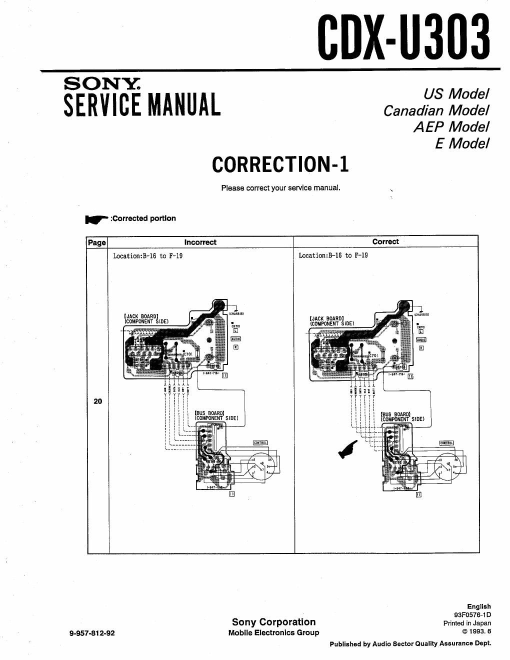 sony cdx u 303 service manual
