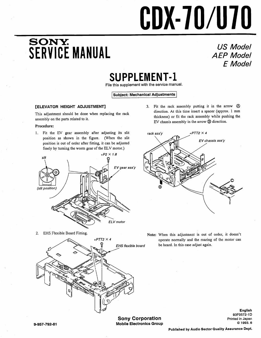 sony cdx u 70 service manual
