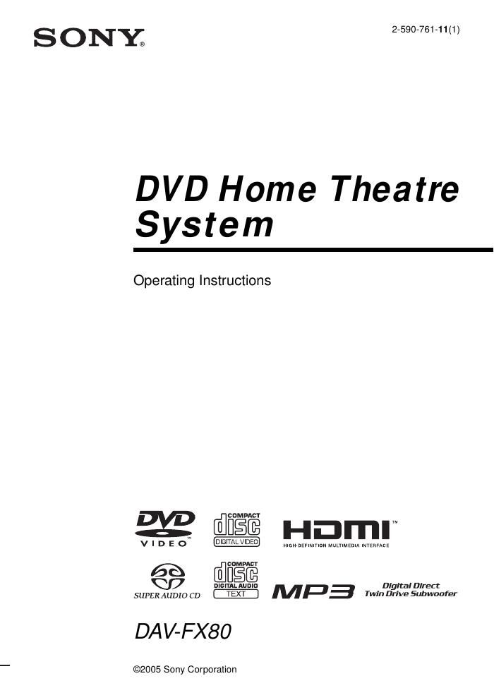 sony dav fx 80 owners manual