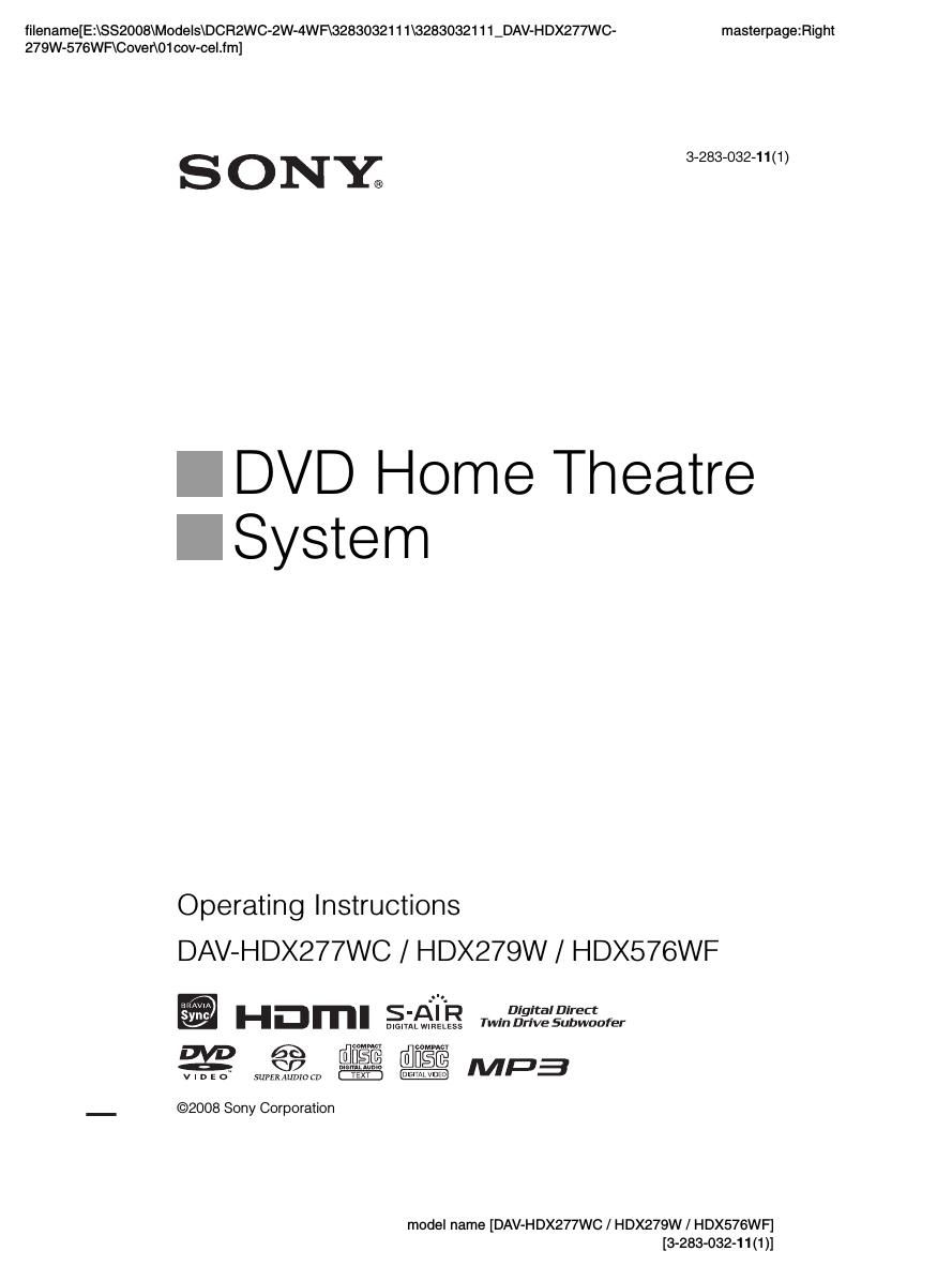 sony dav hdx 576 wf owners manual