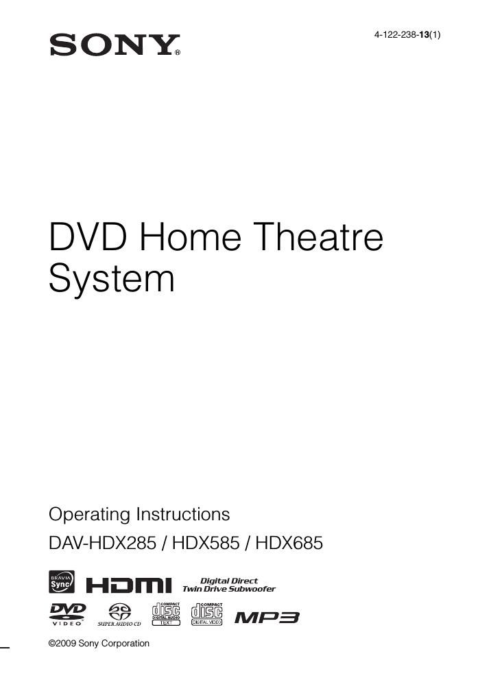 sony dav hdx 585 owners manual