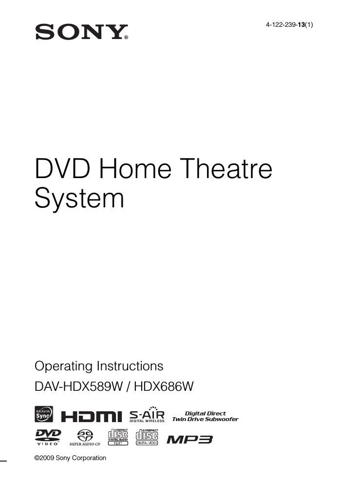 sony dav hdx 589 w owners manual