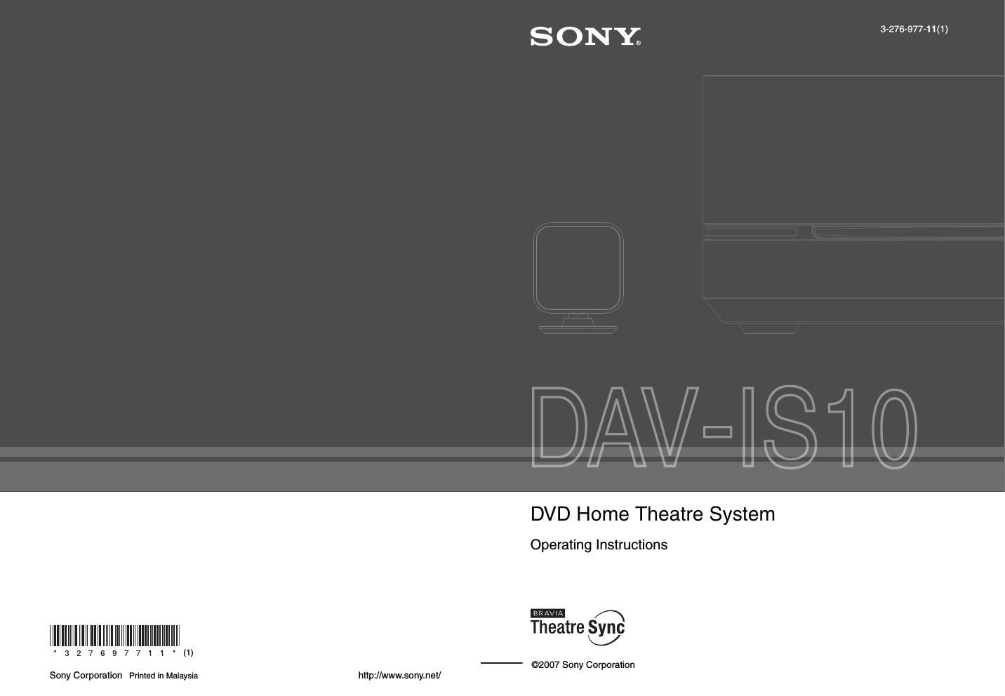 sony dav is 10 owners manual