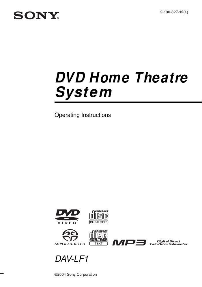 sony dav lf 1 owners manual