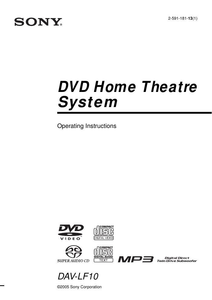 sony dav lf 10 owners manual