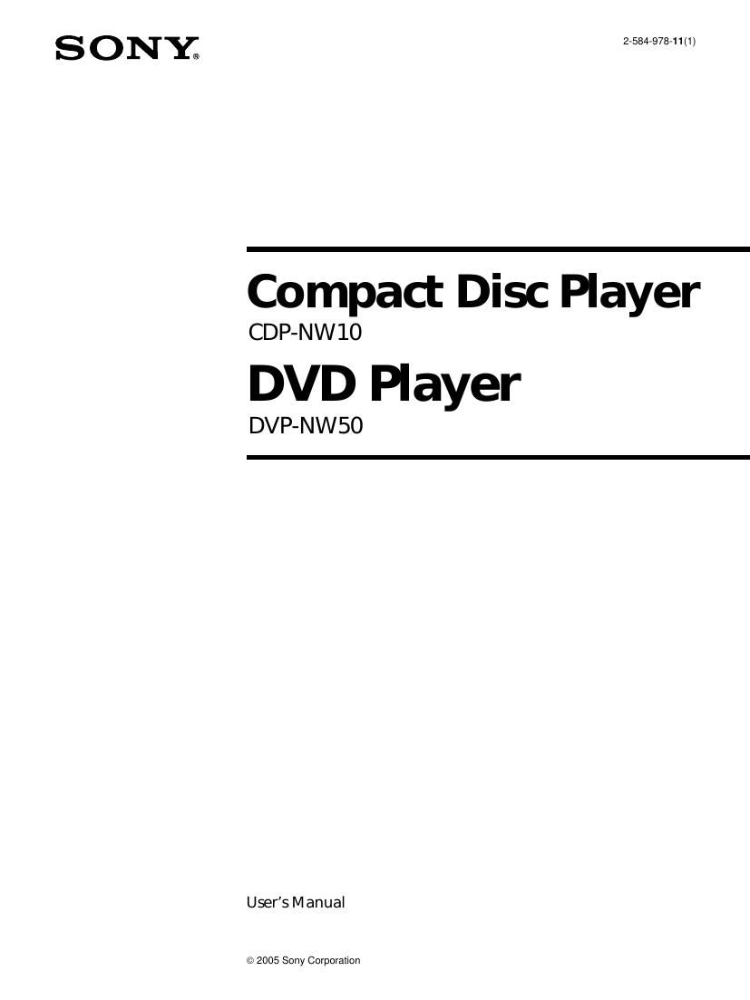 Sony DVP NW50 Owners Manual