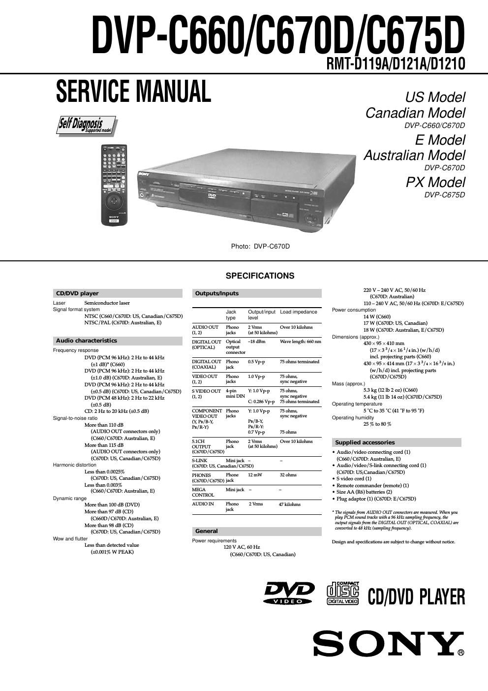 sony dvpc 675 d service manual