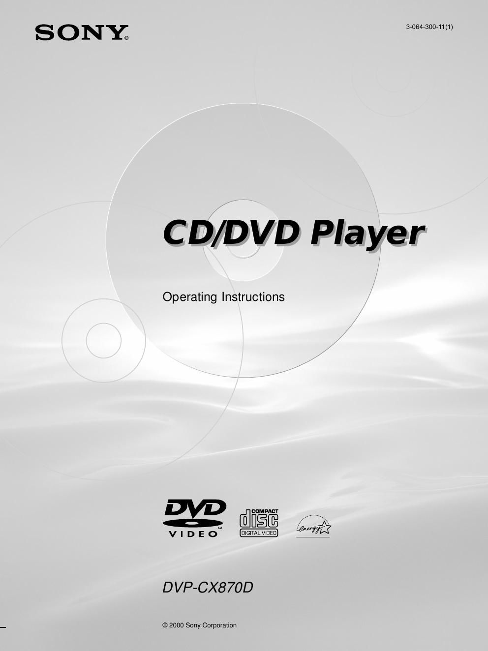 sony dvpcx 870 d owners manual