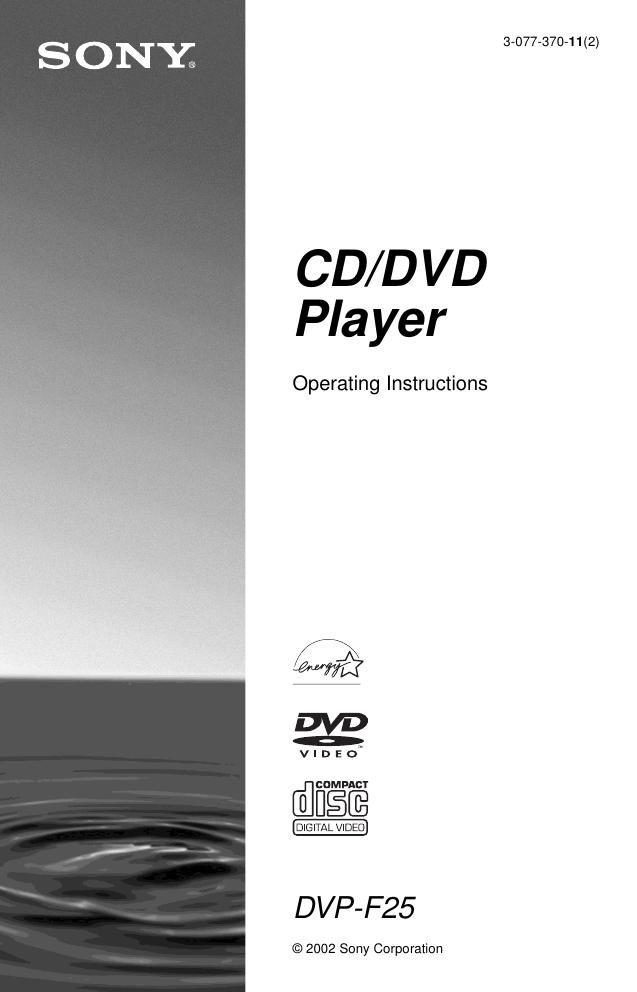 sony dvpf 25 owners manual