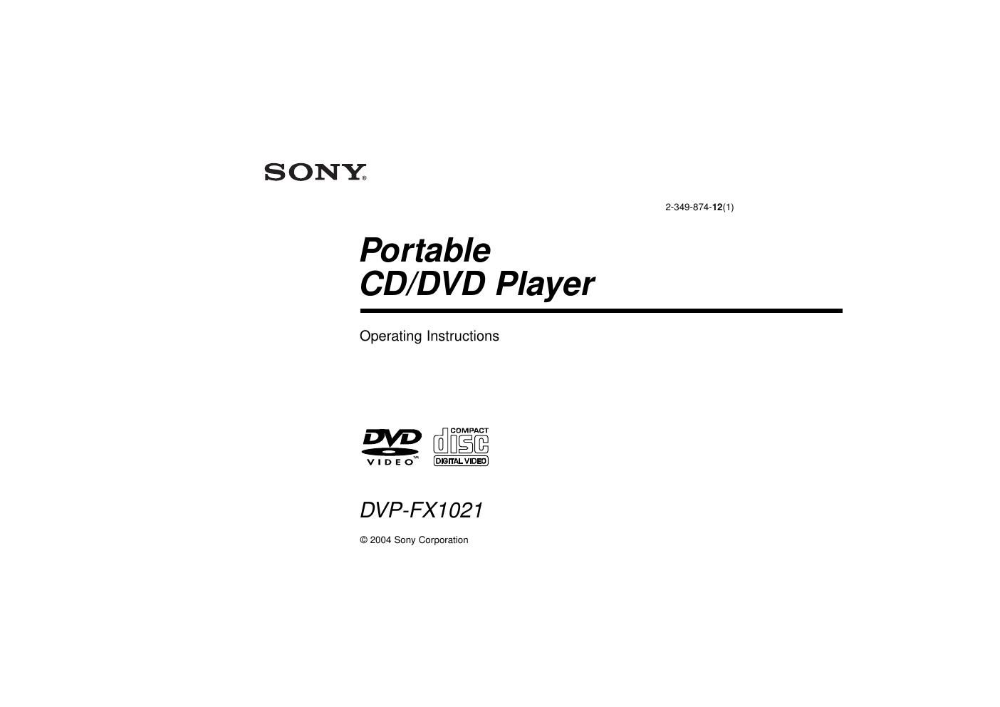 sony dvpfx 1021 owners manual