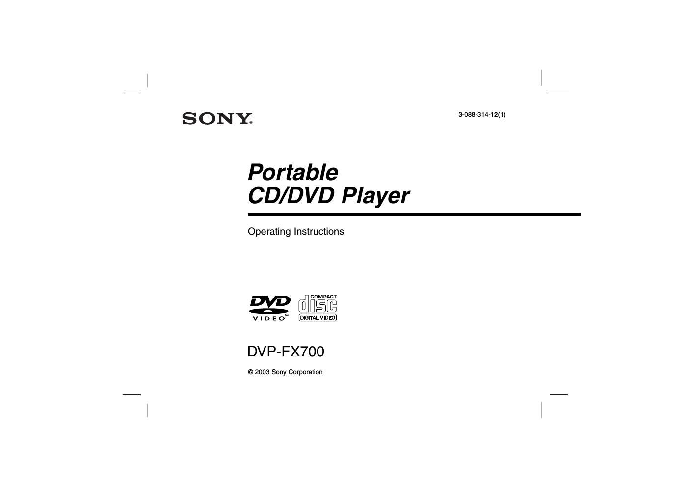 sony dvpfx 700 owners manual