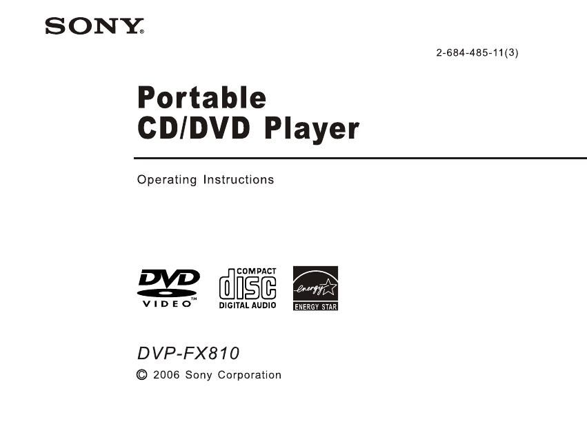 sony dvpfx 810 owners manual