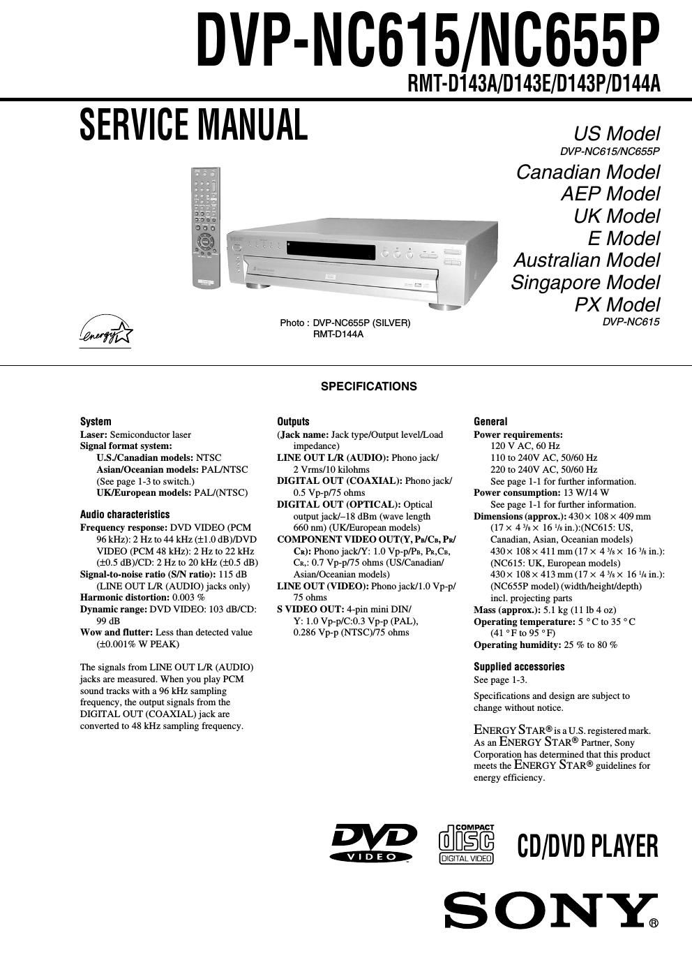 sony dvpnc 615 service manual