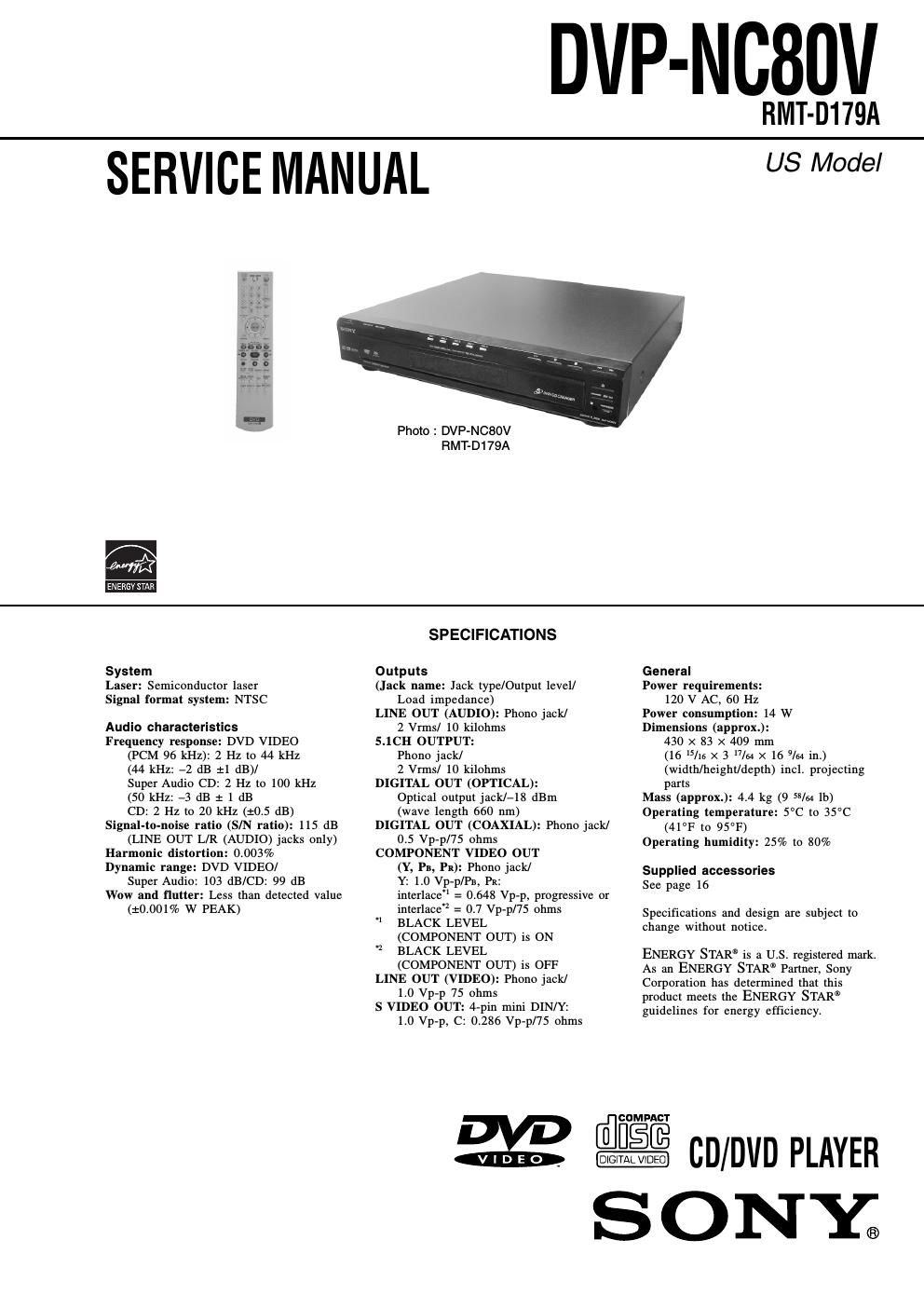 sony dvpnc 80 v service manual