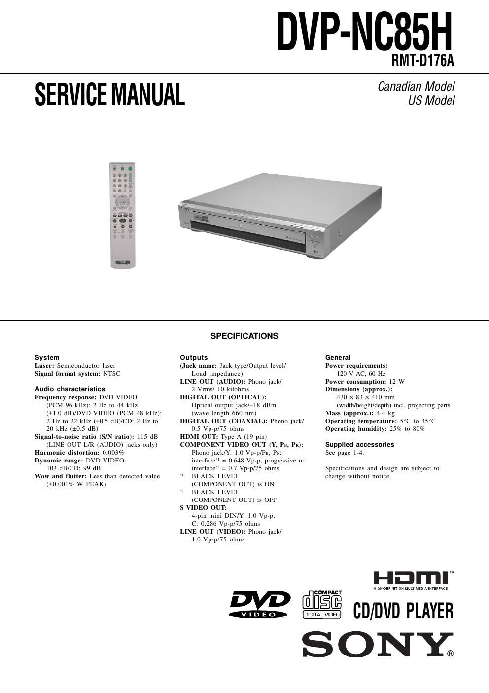 sony dvpnc 85 h service manual